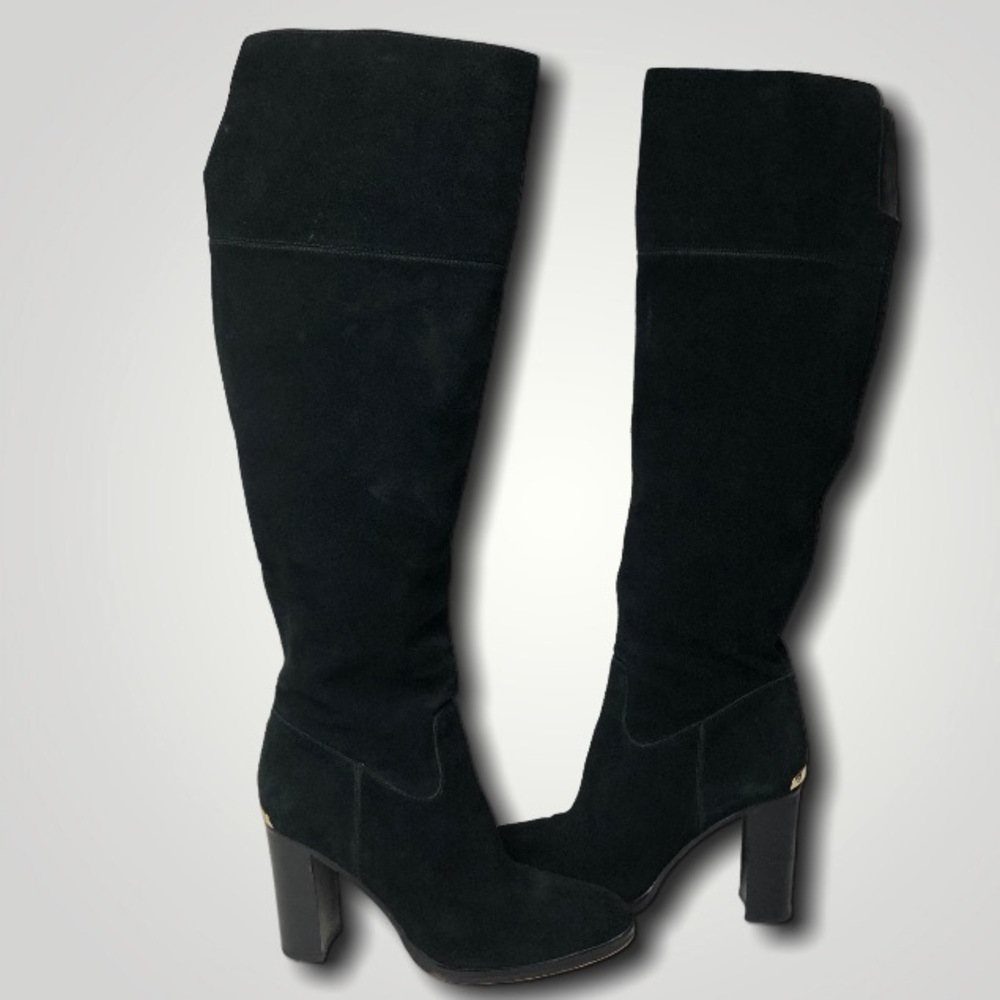 Michael Kors Regina Knee High Black Tall Heeled Boots 8.5 - Picture 3 of 14